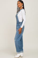 Blue Denim Cuffed Overalls