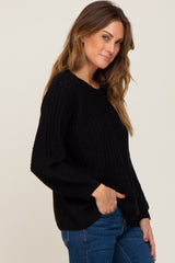 Black Puff Sleeve Sweater