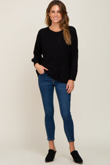 Black Puff Sleeve Sweater