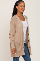 Beige Oversized Textured Knit Cardigan