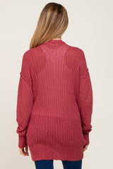 Mauve Oversized Textured Knit Maternity Cardigan