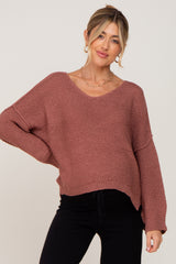 Rust Knit Dolman Sleeve Maternity Sweater