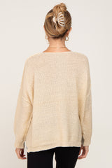 Beige Knit Dolman Sleeve Maternity Sweater