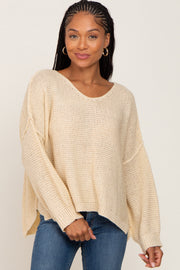 Beige Knit Dolman Sleeve Sweater