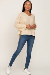 Beige Knit Dolman Sleeve Sweater