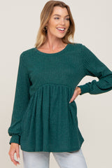 Forest Green Knit Ribbed Babydoll Maternity Top