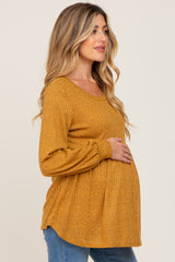 Yellow Knit Ribbed Babydoll Maternity Top