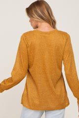 Yellow Knit Ribbed Babydoll Top