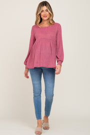 Mauve Knit Ribbed Babydoll Maternity Top