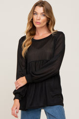 Black Knit Ribbed Babydoll Maternity Top