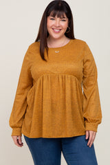 Yellow Knit Ribbed Babydoll Maternity Plus Top