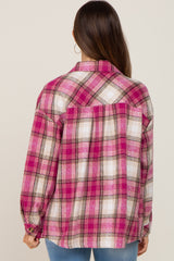 Pink Plaid Maternity Shirt Jacket