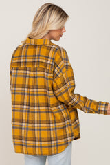 Mustard Plaid Shirt Jacket