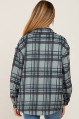 Mint Green Plaid Front Pocket Maternity Shacket