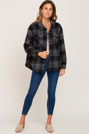 Black Plaid Front Pocket Shacket