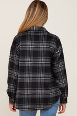 Black Plaid Front Pocket Maternity Shacket