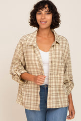 Yellow Plaid Button Up Front Pocket Top