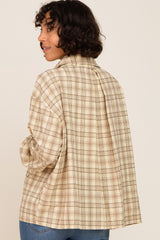 Yellow Plaid Button Up Front Pocket Top