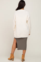 Ivory Fuzzy Front Pocket Maternity Cardigan