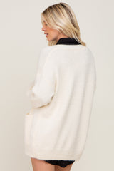 Ivory Fuzzy Front Pocket Cardigan