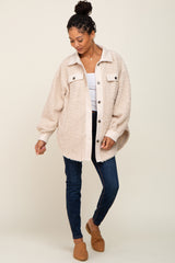 Beige Contrast Oversized Sherpa Coat