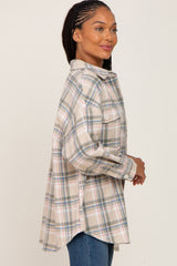 Taupe Plaid Shirt Jacket