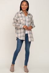 Taupe Plaid Shirt Jacket