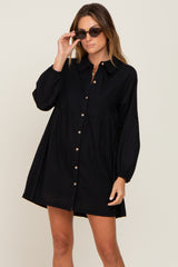 Black Button Down Maternity Mini Dress