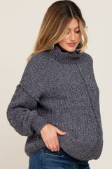 Charcoal Soft Chenille Turtle Neck Maternity Sweater