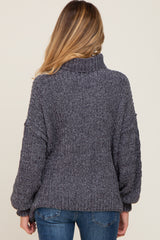 Charcoal Soft Chenille Turtle Neck Maternity Sweater