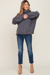 Charcoal Soft Chenille Turtle Neck Maternity Sweater