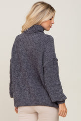 Charcoal Soft Chenille Turtle Neck Sweater