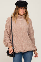 Taupe Soft Chenille Turtle Neck Sweater