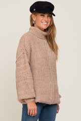 Taupe Soft Chenille Turtle Neck Sweater