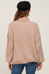 Taupe Soft Chenille Turtle Neck Sweater