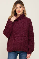 Burgundy Soft Chenille Turtle Neck Maternity Sweater