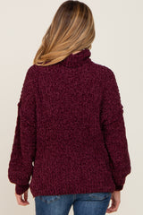 Burgundy Soft Chenille Turtle Neck Maternity Sweater