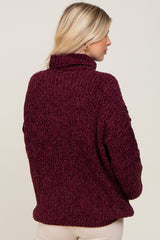 Burgundy Soft Chenille Turtle Neck Sweater