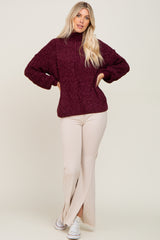 Burgundy Soft Chenille Turtle Neck Sweater