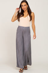 Grey Printed Wide Leg Maternity Pants