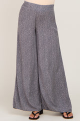 Grey Printed Wide Leg Maternity Pants