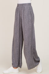 Grey Printed Wide Leg Pants