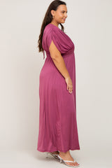 Plum Draped Smocked Plus Maxi Dress