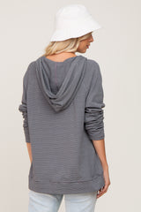 Charcoal Striped Hooded Top