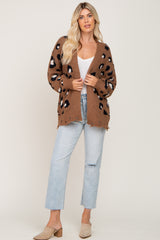 Mocha Leopard Print Knit Distressed Sweater