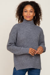 Heather Grey Mock Neck Sweater