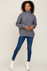 Heather Grey Mock Neck Sweater