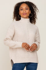 Cream Mock Neck Maternity Sweater