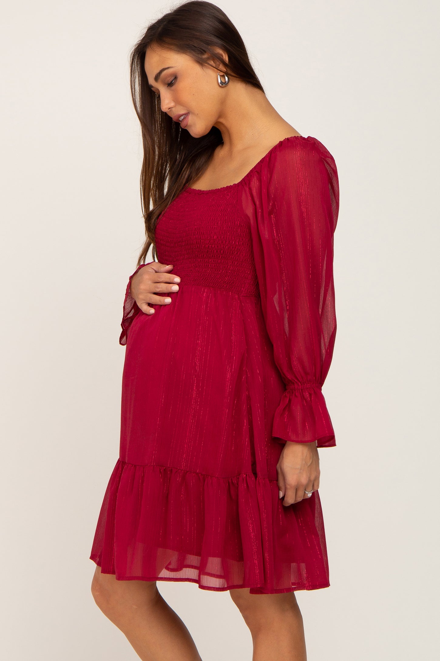 Buy SKY FAB Women Viscose Rayon Maternity and Feeding Maxi Dress with Zip  (M, Maroon) at