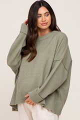 Light Olive Drop Shoulder Maternity Sweater